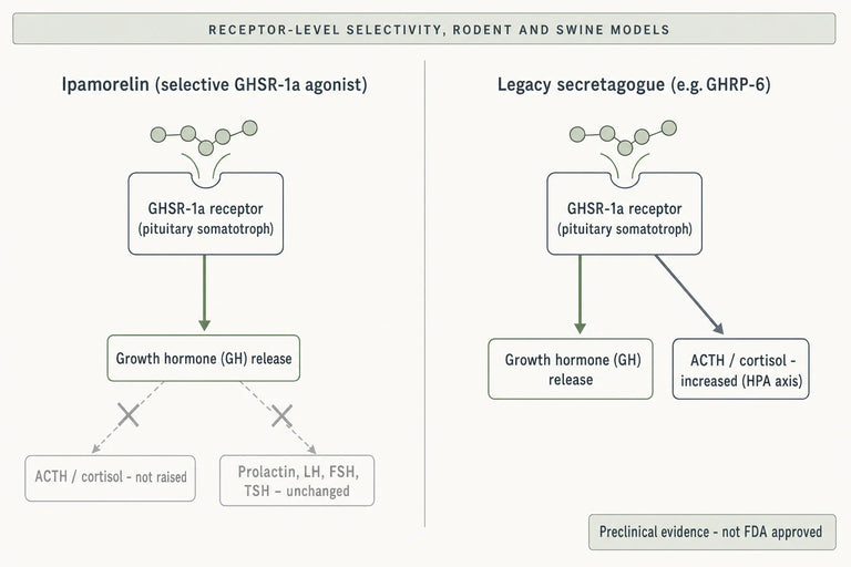 What scientific studies explain Ipamorelin precision versus growth hormone peptides?